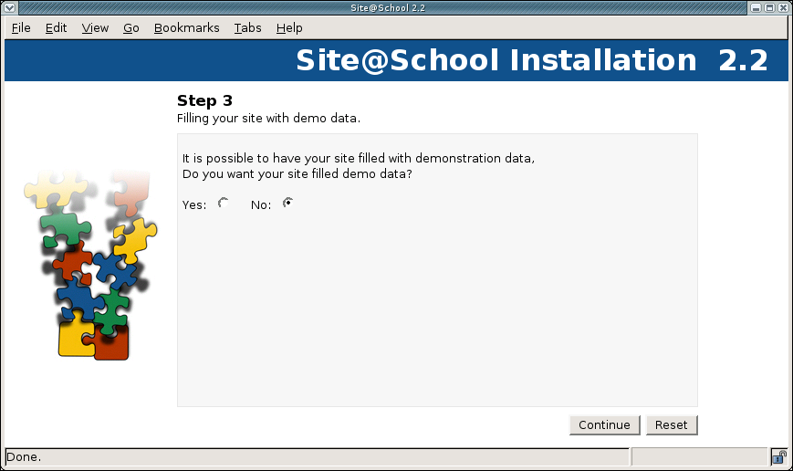 [ optionally filling the website with demo data in the Site@School install script ]