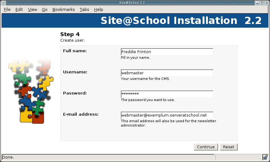 [ creating the administrator user account Site@School install script ]