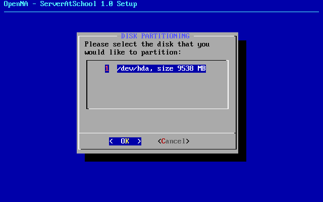 [ target disk dialogue with 1 disk ]
