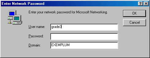 [ enter network dialogue with the user name of grade3 ]