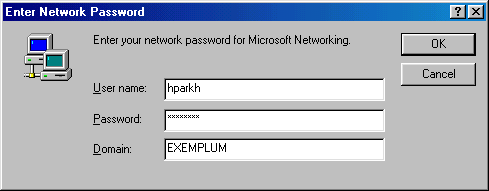 [ enter network password dialogue with filled user name and password field]