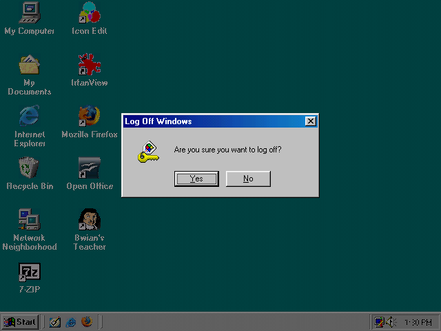 [ log off windows dialogue with grayed out desktop ]
